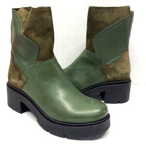 MIZ MOOZ SOFT SUEDE / LEATHER HEELED BOOTS SIDE ZIP 37EU / 7US GREEN Z-164